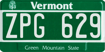 VT license plate ZPG629
