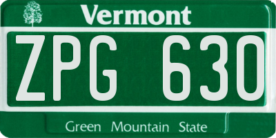 VT license plate ZPG630