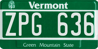 VT license plate ZPG636