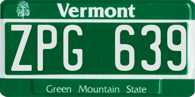 VT license plate ZPG639