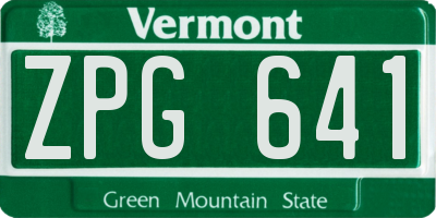 VT license plate ZPG641