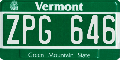 VT license plate ZPG646