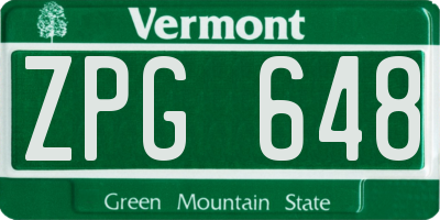 VT license plate ZPG648
