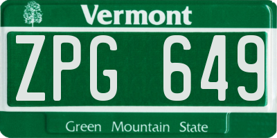 VT license plate ZPG649