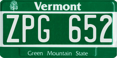 VT license plate ZPG652