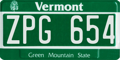 VT license plate ZPG654