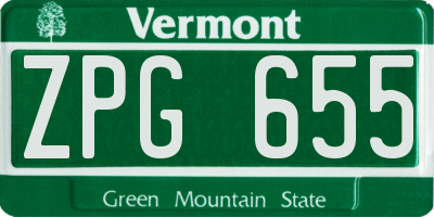 VT license plate ZPG655
