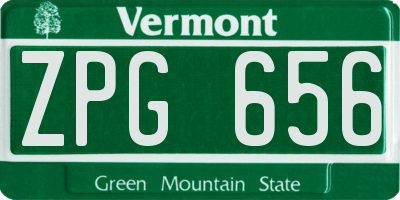 VT license plate ZPG656
