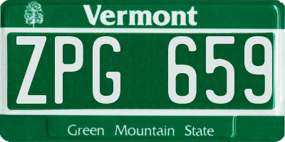 VT license plate ZPG659