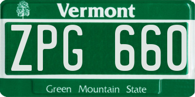 VT license plate ZPG660