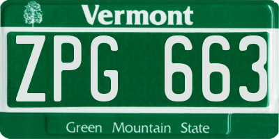 VT license plate ZPG663