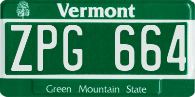 VT license plate ZPG664
