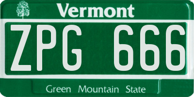 VT license plate ZPG666