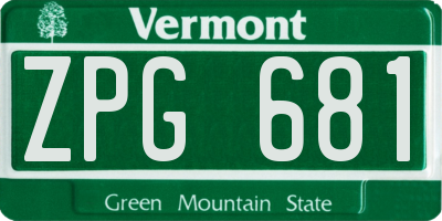 VT license plate ZPG681
