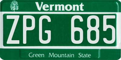 VT license plate ZPG685