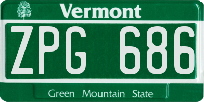 VT license plate ZPG686
