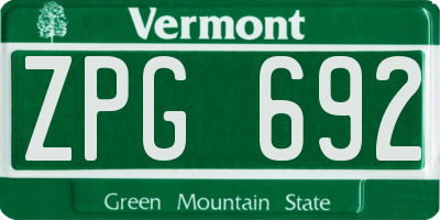 VT license plate ZPG692