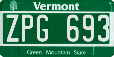 VT license plate ZPG693