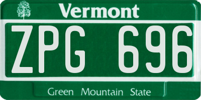 VT license plate ZPG696