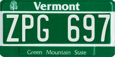 VT license plate ZPG697