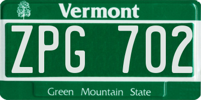 VT license plate ZPG702