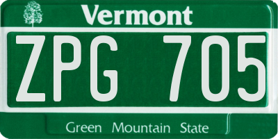 VT license plate ZPG705
