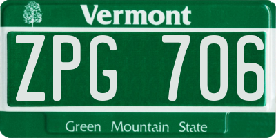 VT license plate ZPG706