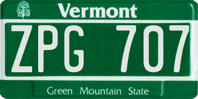 VT license plate ZPG707
