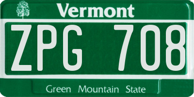 VT license plate ZPG708