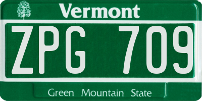VT license plate ZPG709