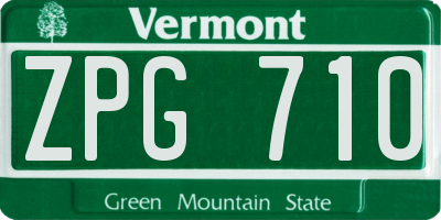 VT license plate ZPG710