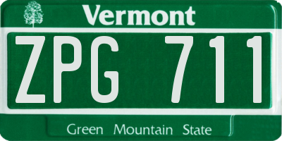 VT license plate ZPG711
