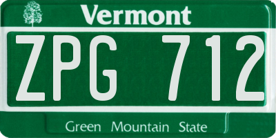 VT license plate ZPG712