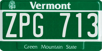 VT license plate ZPG713