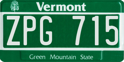 VT license plate ZPG715