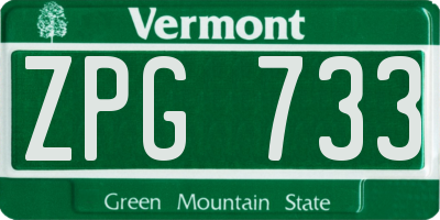 VT license plate ZPG733