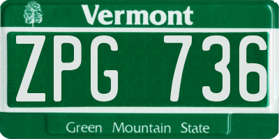 VT license plate ZPG736