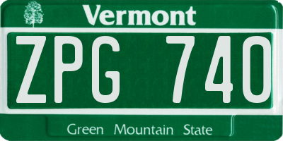 VT license plate ZPG740