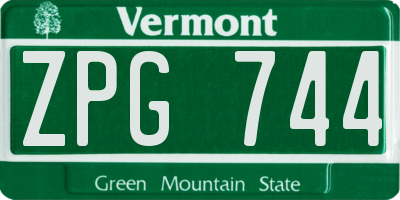 VT license plate ZPG744