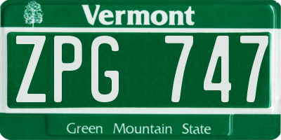 VT license plate ZPG747