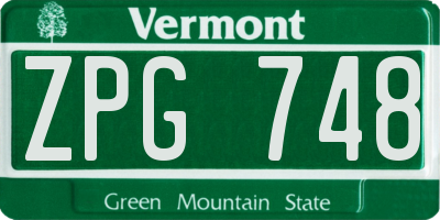 VT license plate ZPG748
