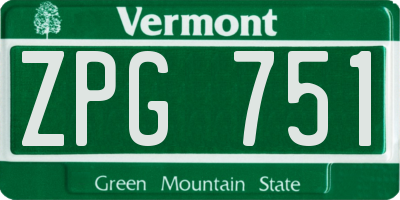 VT license plate ZPG751