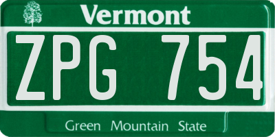 VT license plate ZPG754