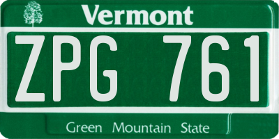 VT license plate ZPG761