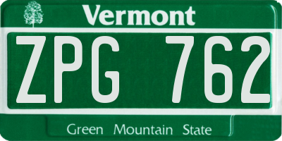 VT license plate ZPG762