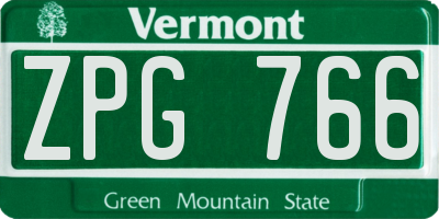 VT license plate ZPG766