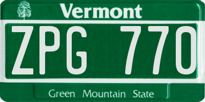 VT license plate ZPG770
