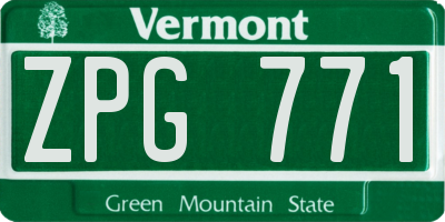 VT license plate ZPG771