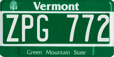 VT license plate ZPG772