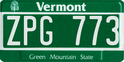 VT license plate ZPG773
